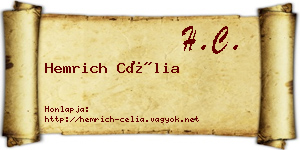 Hemrich Célia névjegykártya